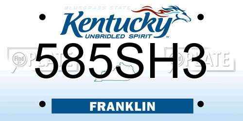 585SH3 Kentucky License Plate
