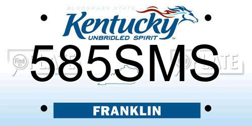 585SMS Kentucky License Plate