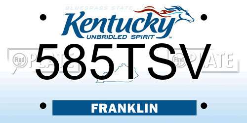 585TSV Kentucky License Plate