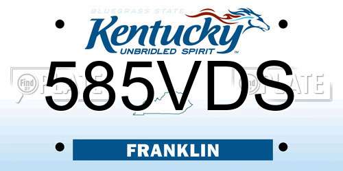 585VDS Kentucky License Plate