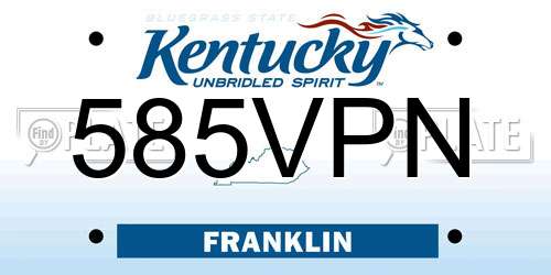 585VPN Kentucky License Plate