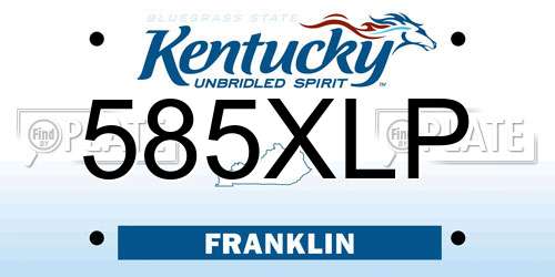 585XLP Kentucky License Plate