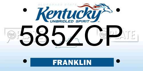 585ZCP Kentucky License Plate