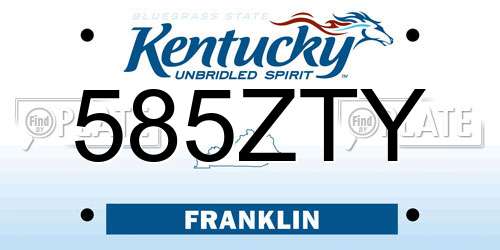 585ZTY Kentucky License Plate