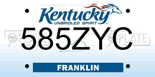 585ZYC Kentucky License Plate