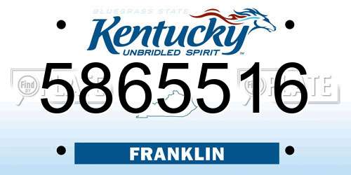 5865516 Kentucky License Plate