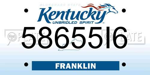 58655I6 Kentucky License Plate