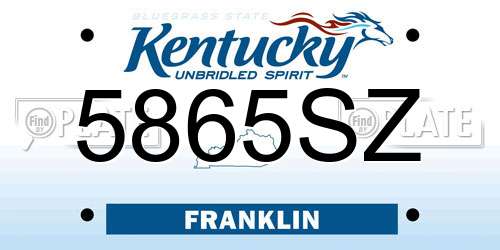 5865SZ Kentucky License Plate