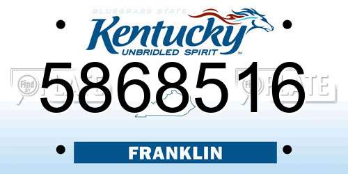 5868516 Kentucky License Plate