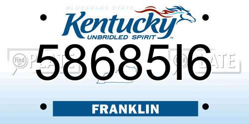 58685I6 Kentucky License Plate