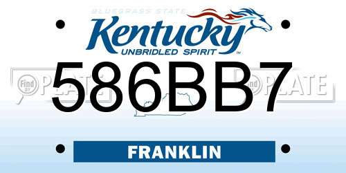 586BB7 Kentucky License Plate