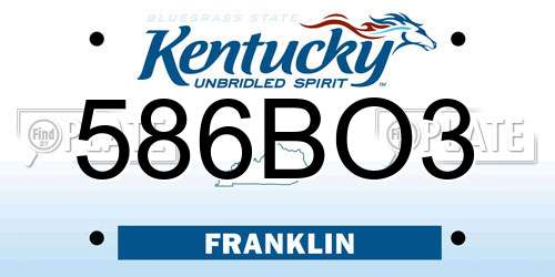 586BO3 Kentucky License Plate