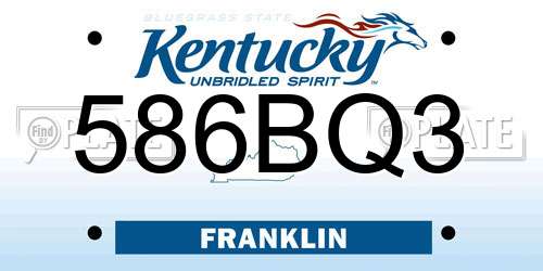 586BQ3 Kentucky License Plate