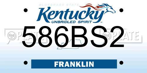 586BS2 Kentucky License Plate