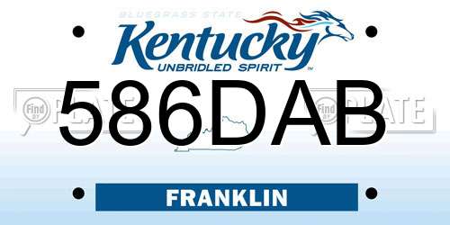586DAB Kentucky License Plate