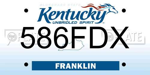 586FDX Kentucky License Plate