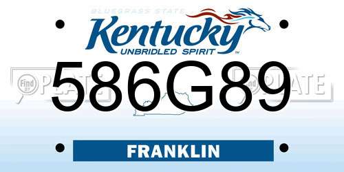 586G89 Kentucky License Plate