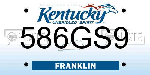 586GS9 Kentucky License Plate