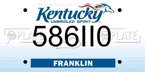 586II0 Kentucky License Plate