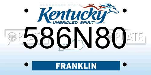 586N80 Kentucky License Plate