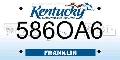 586OA6 Kentucky License Plate