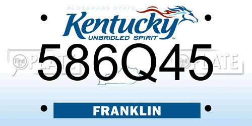 586Q45 Kentucky License Plate