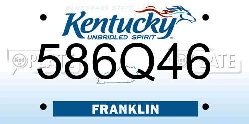 586Q46 Kentucky License Plate
