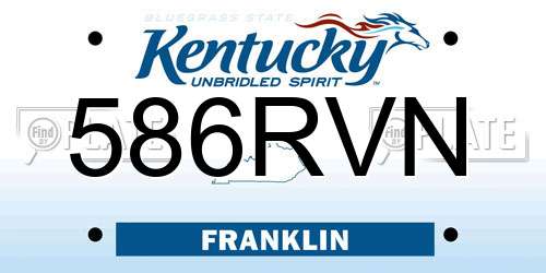 586RVN Kentucky License Plate