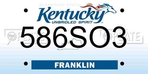 586SO3 Kentucky License Plate
