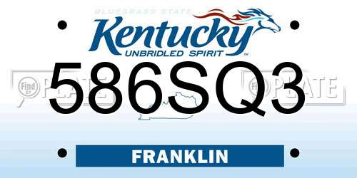 586SQ3 Kentucky License Plate