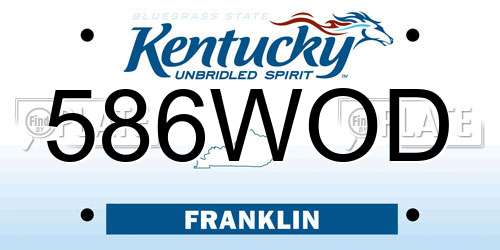 586WOD Kentucky License Plate
