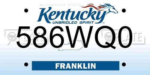 586WQ0 Kentucky License Plate