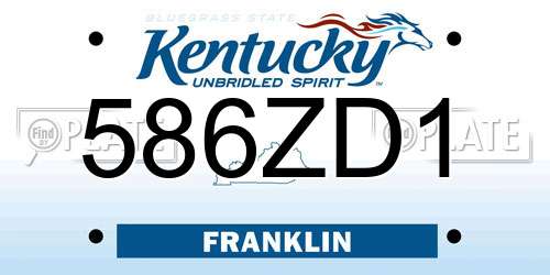 586ZD1 Kentucky License Plate