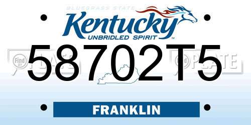 58702T5 Kentucky License Plate