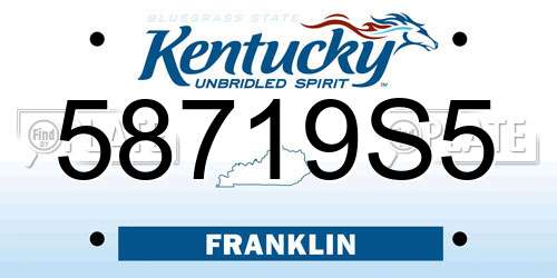 58719S5 Kentucky License Plate
