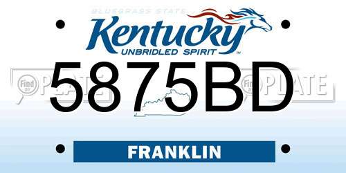 5875BD Kentucky License Plate