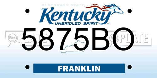 5875BO Kentucky License Plate
