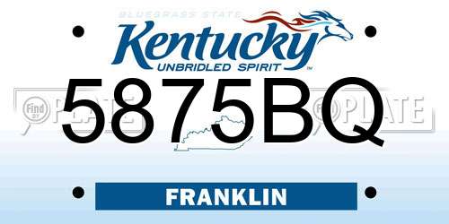 5875BQ Kentucky License Plate