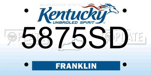 5875SD Kentucky License Plate