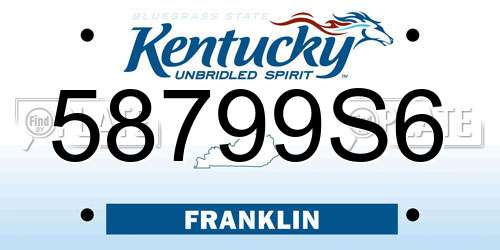58799S6 Kentucky License Plate