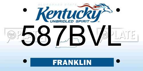 587BVL Kentucky License Plate