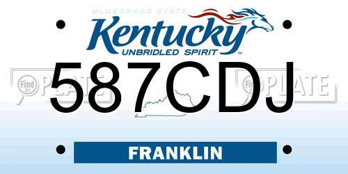 587CDJ Kentucky License Plate