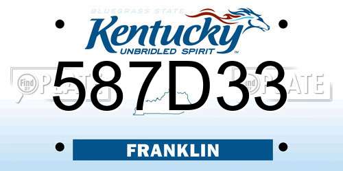 587D33 Kentucky License Plate