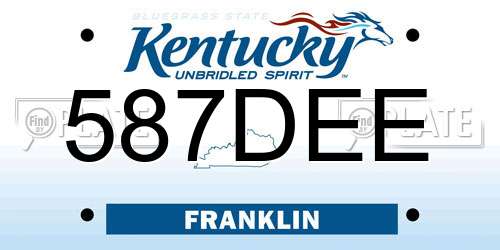 587DEE Kentucky License Plate