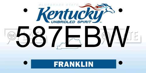 587EBW Kentucky License Plate