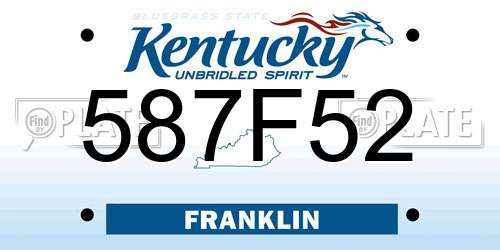 587F52 Kentucky License Plate