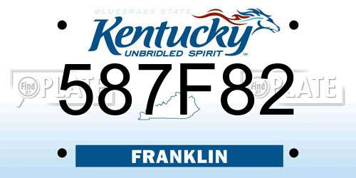 587F82 Kentucky License Plate