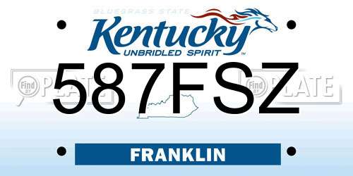 587FSZ Kentucky License Plate
