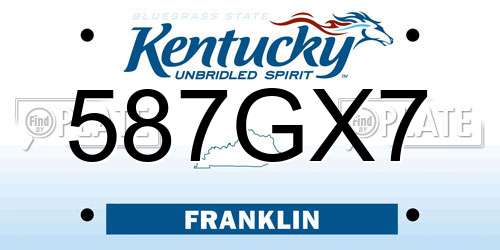 587GX7 Kentucky License Plate