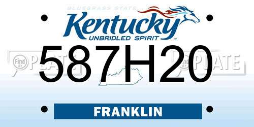 587H20 Kentucky License Plate